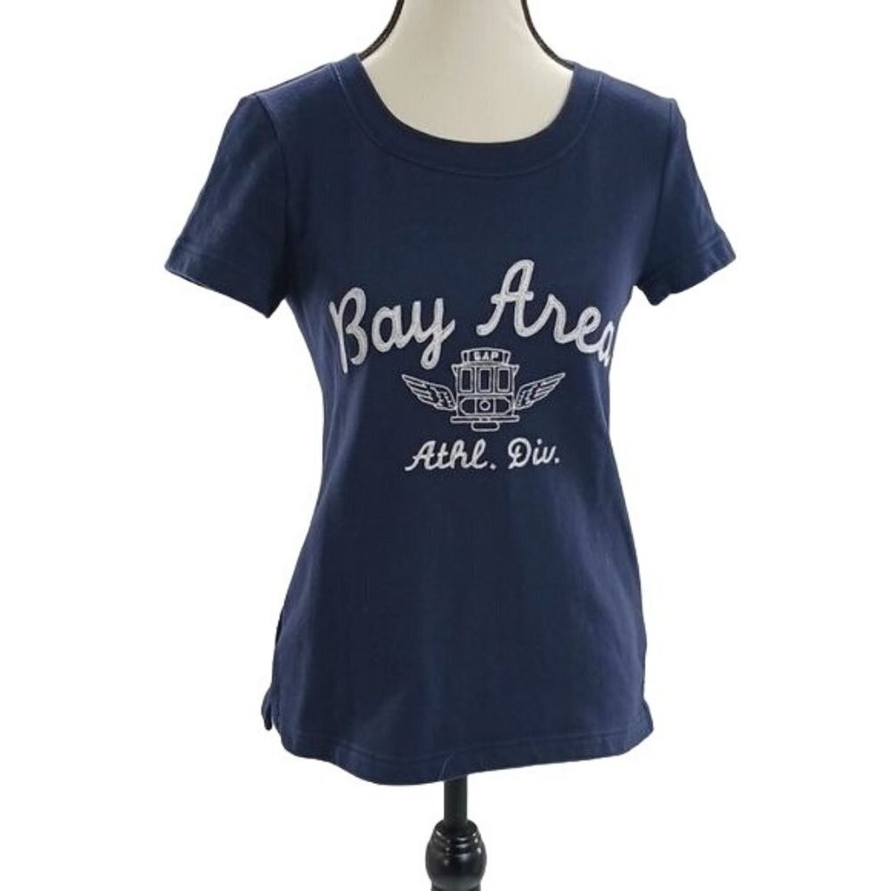 GAP Womens XS Bay Area Graphic T Shirt Blue Short Sleeve Casual Top